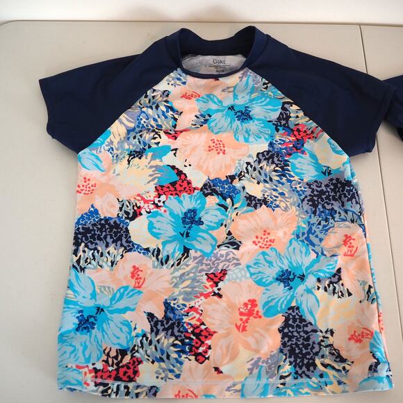 Athleta Girl Swim Rash Guards Youth Size XL/14 Lot of 2 Floral Multi Color - Picture 2 of 14